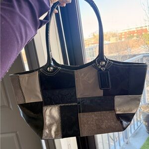 Coach Bleecher Silver Patchwork Tote